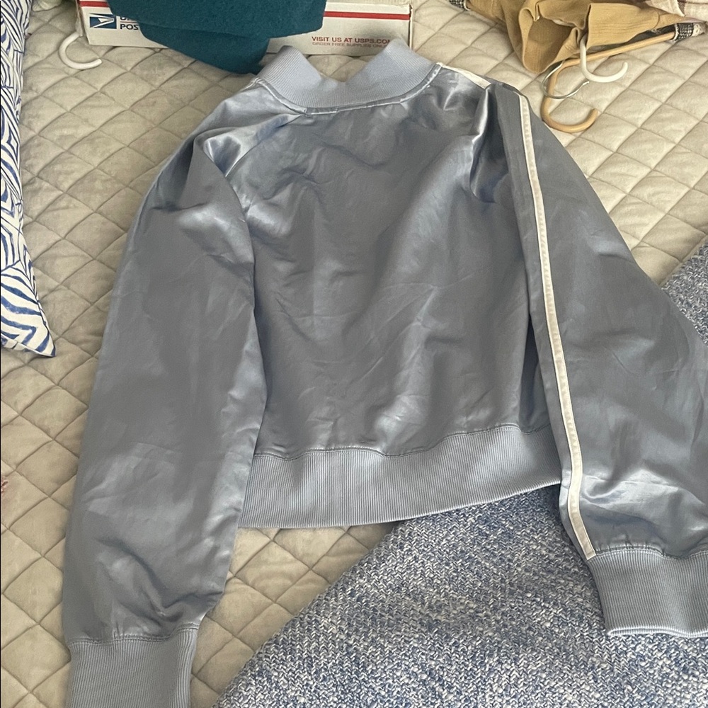 Aerie Light Baby Blue Satin like Women's Jacket - Picture 2 of 4